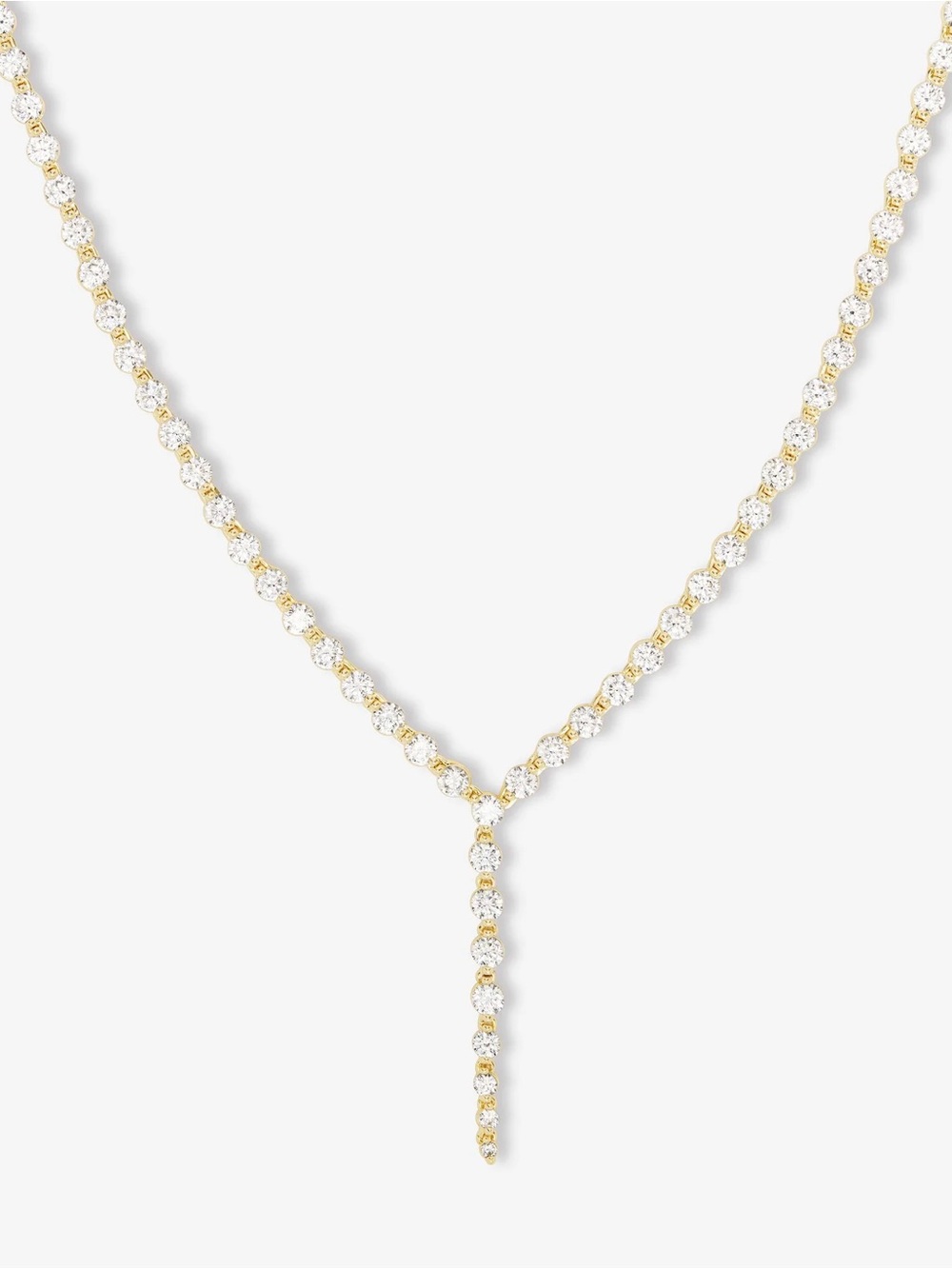 Melinda Maria Gold and Simulated Diamond Lariat Necklace